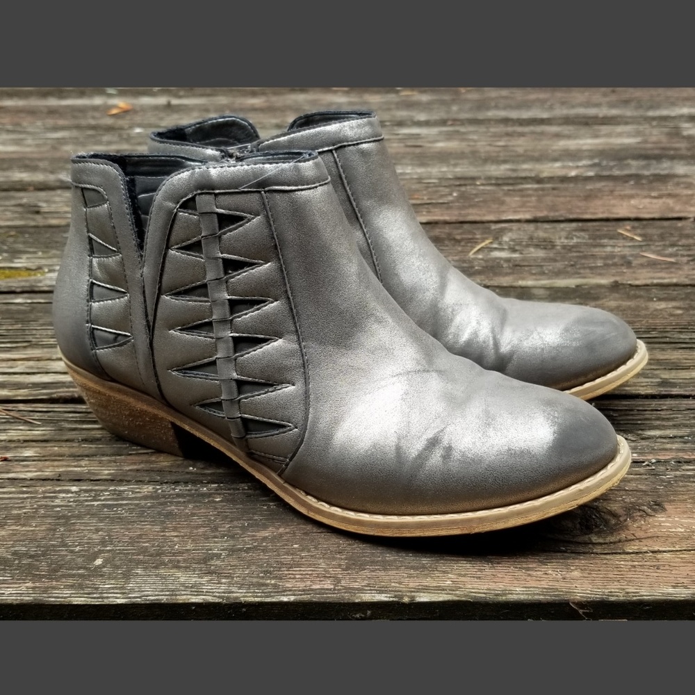 Metallic Silver Booties